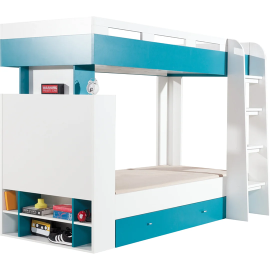 Crestwood European Single Bunk Bed with Drawers and Bookcase