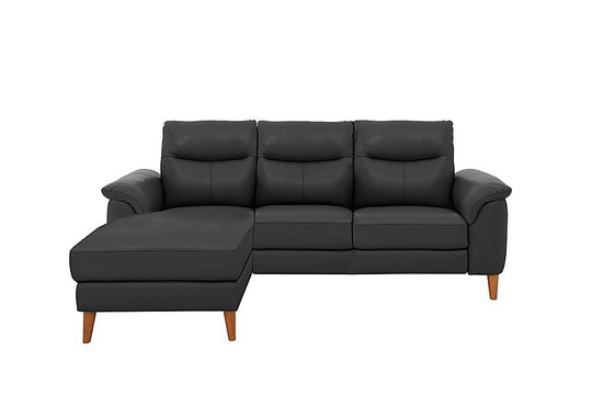 Morgan 3 Seater Leather Sofa with Chaise End - Grey