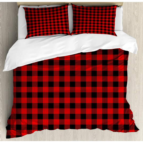Sally Red/Black Microfiber 350 TC Modern & Contemporary Duvet Cover Set