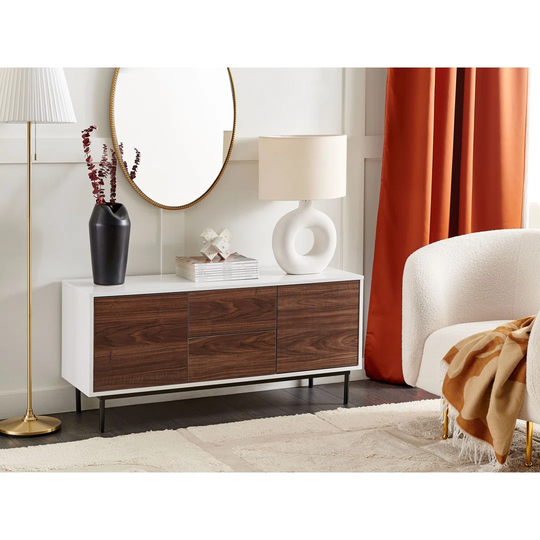 2 Door Sideboard Dark Wood With White Gruffudd