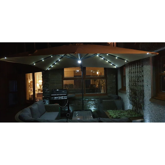 Jenifer 3m Square Cantilever Parasol with Lights