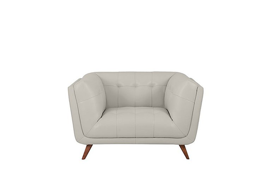 Rene Leather Cuddler Sofa - Grey