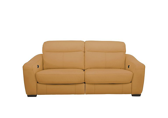 Cressida 3 Seater Leather Recliner Sofa - Yellow- World of Leather
