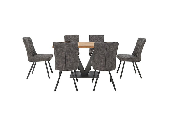 Compact Earth Dining Table and 6 Dining Chairs