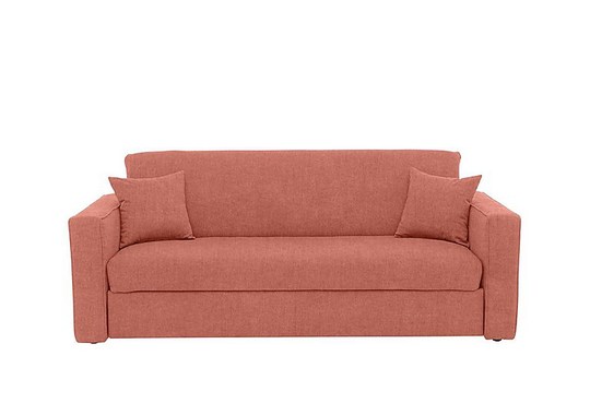 Versatile 3 Seater Fabric Sofa Bed with Box Arms - Pink