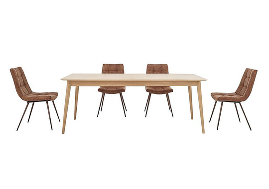 Walker Fixed Dining Table and 4 Chairs - Brown