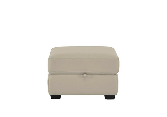 Compact Collection Petit Leather Storage Footstool - Grey- World of Leather