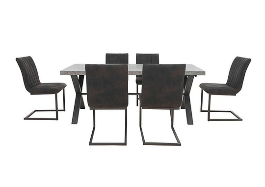 Moon Dining Table and 6 Cantilever Dining Chairs Dining Set - 150-cm