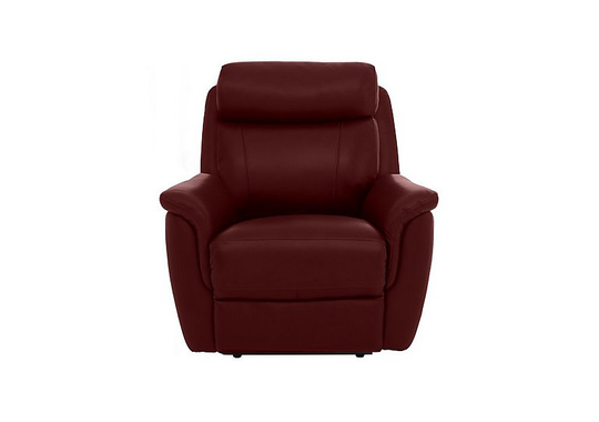 Orlando Leather Power Recliner Chair with Power Headrest and Lumbar Support - Red
