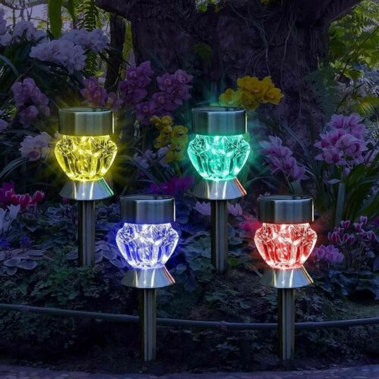 Black Solar Powered Integrated LED Glass Pathway Lights Pack