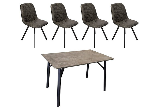Diego Rectangular Dining Table and 4 Dining Chairs - Grey