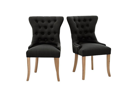 Padstow Pair of Slate Button Back Chairs - Grey