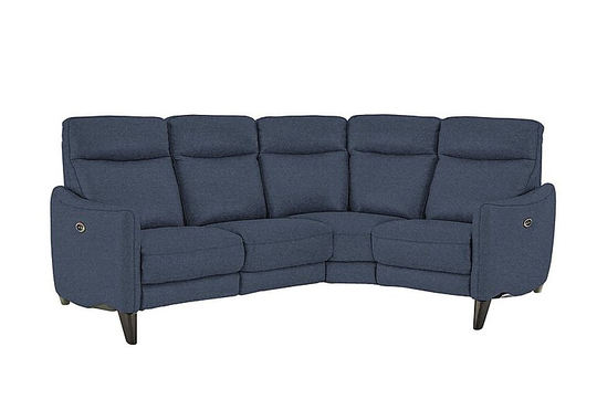 Compact Collection Petit Fabric Power Recliner Corner Sofa - Blue