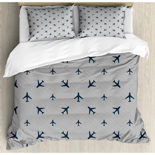 Powersville Grey/Blue Microfibre 350 TC Duvet Cover Set