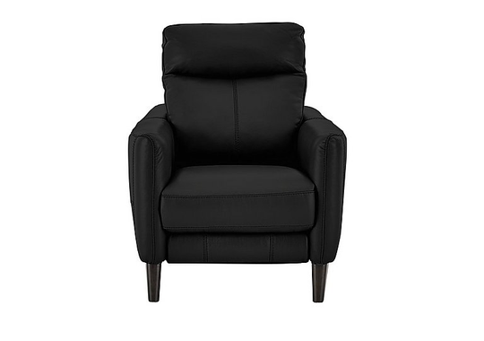 Compact Collection Petit Leather Power Recliner Armchair - Black- World of Leather
