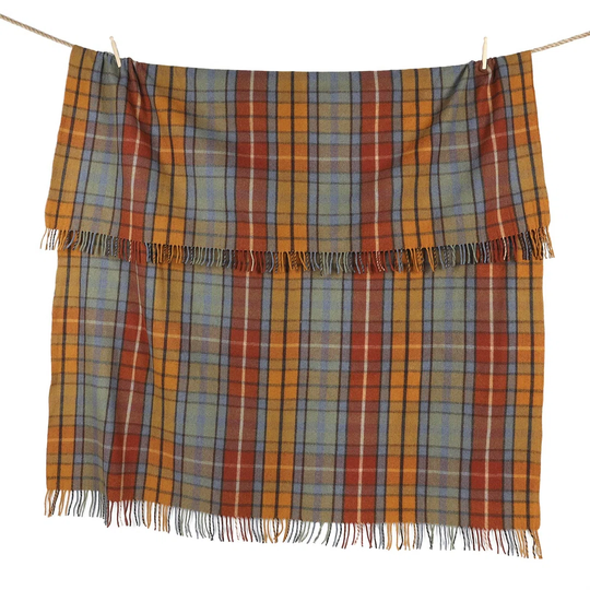 Scottish Wool Blend King Size Tartan Blanket/Versatile Couch Cuddly Blanket For Bed Fluffy Bed Throw Bedspread Comfy Super Soft For Adults Men & Women