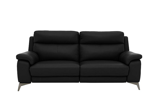 Missouri 3 Seater Leather Recliner Sofa with Power Headrest - Black- World of Leather