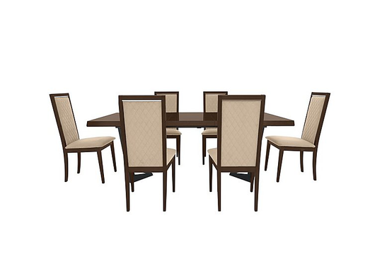 Palazzo 160cm Extending Dining Table in Dark Walnut with 6 Rombi Dining Chairs