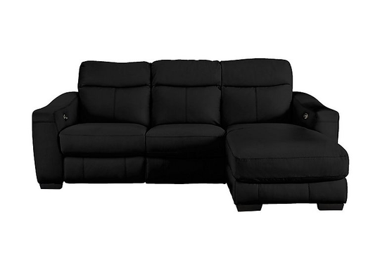 Cressida Leather Corner Chaise Recliner Sofa - Black- World of Leather