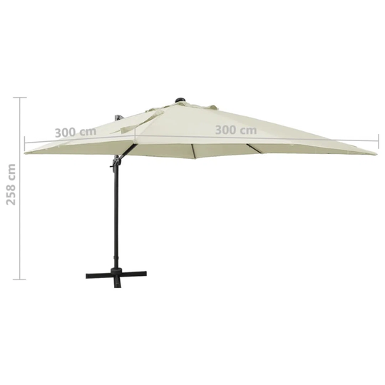 Lucca 3m Square Cantilever Parasol with Lights