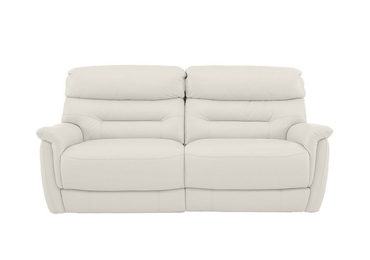 Chicago 3 Seater Leather Battery Recliner Sofa - White- World of Leather