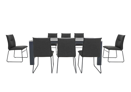 Connubia by Calligaris - Gate Extra Large Extending Dining Table with Matt Grey Legs and 8 Maya Ski Leg Faux Leather Dining Chairs