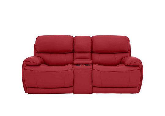 Relax Station Rocco 2 Seater Leather Power Rocker Sofa with Cupholders and Power Headrests - Red- World of Leather