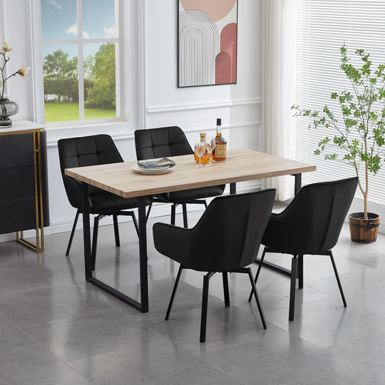 2 X Dining Chair, Velvet Padded Seat 360°Swivel Armchair With Backrest And Metal Legs, Black