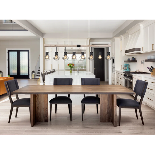 Bylas 8 - Light Kitchen Island Geometric Pendant with Wood Accents