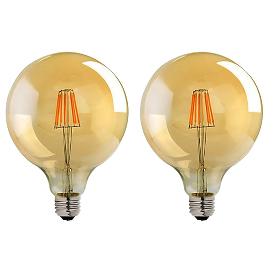 8W E27 Dimmable LED Vintage Edison Globe Light Bulb Amber (Set of 2)