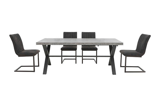 Moon Dining Table and 4 Cantilever Dining Chairs Dining Set - 190-cm