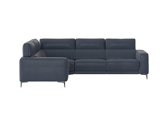 Adama Leather Corner Sofa - Blue- World of Leather