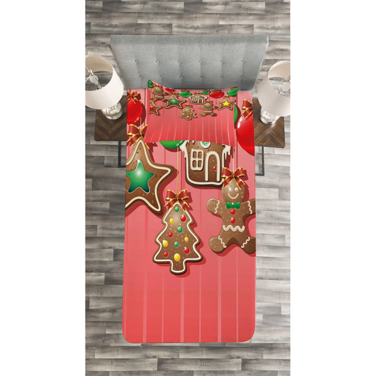 Adeltraut Red/Brown/Green Bedspread Set with Pillow Sham