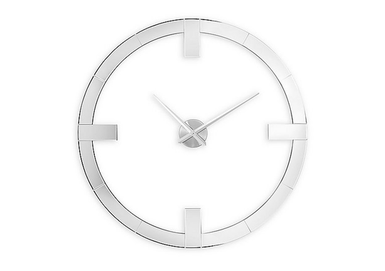 Large Mirrored Wall Clock - White