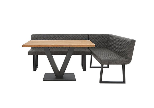Compact Earth Dining Table and Right Hand Facing Corner Dining Bench