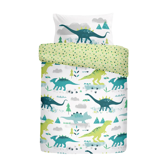 Abram Blue/Green/White 132 TC Reversible Duvet Cover Set
