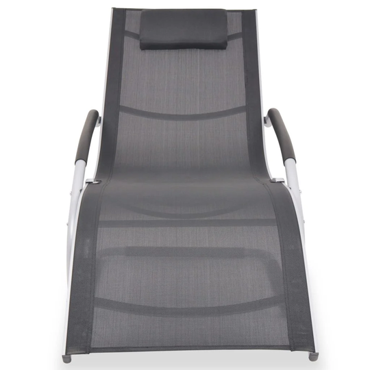 Sun Lounger With Pillow Aluminium And PVC-coated polyester Black