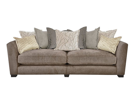 Boutique Lavish Fabric 4 Seater Split Scatter Back Sofa - Brown