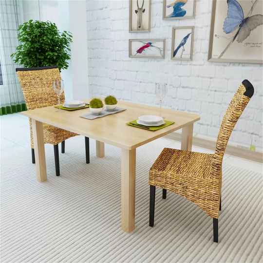 Dining Chairs 2 Pcs Abaca And Solid Mango Wood