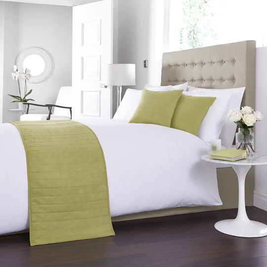 Charlotte Thomas Faux Suede Bed Runner & Cushion Cover Set in Green