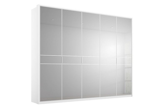 Rauch - Lando Hinged Mirror Wardrobe with LED Lights - 250-cm - White
