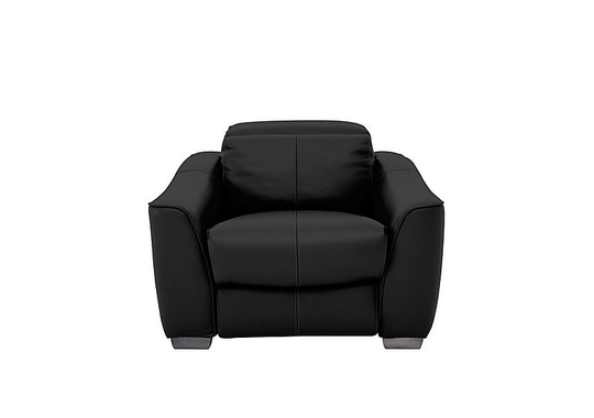 Xavier Leather Power Recliner Armchair with Power Headrest - Black- World of Leather