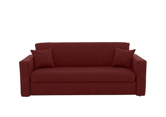Versatile 3 Seater Fabric Sofa Bed with Box Arms - Red